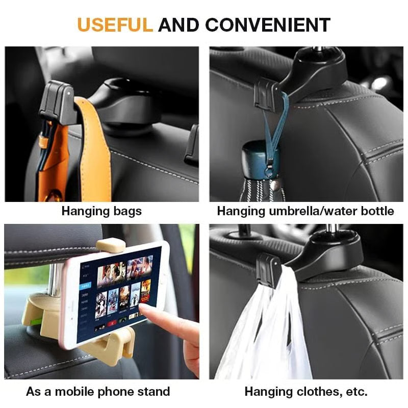 2-in-1 Car Headrest Hook & Phone Holder